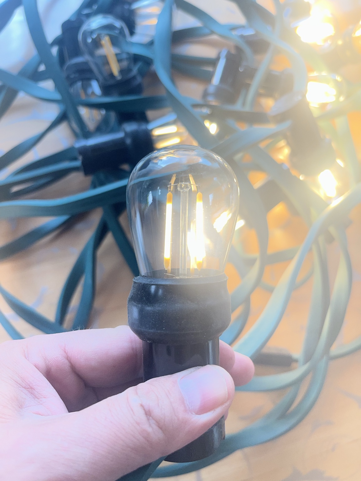 Warmweiße LED-Lichterkette aus dem Mietsortiment